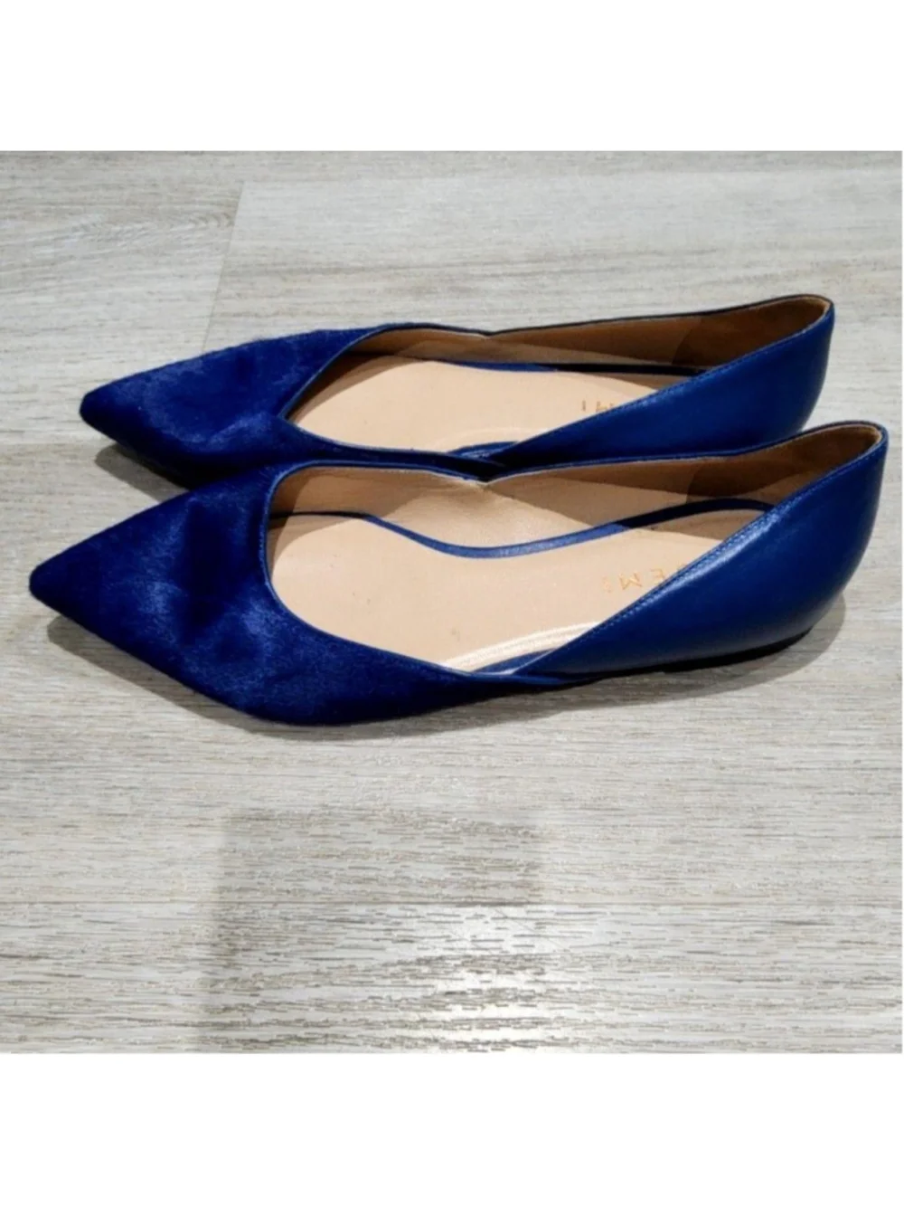 M. Gemi Shoes Womens 7 Blue Leather Pointed Toe Ballet Flats Slip On Italy